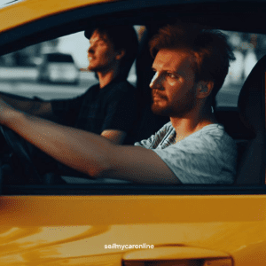 a potential buyer test driving a car
